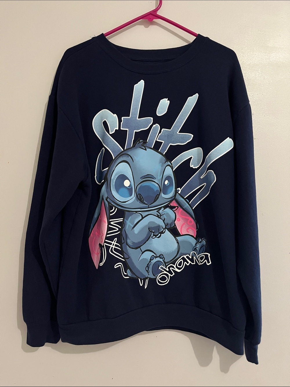 Stitch sweatshirt women’s XL blue pink pullover ohana disney 16/18 women’s